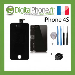 Ecran LCD + Vitre Tactile + Bouton Home - iPhone 4S noir- Outils inclus