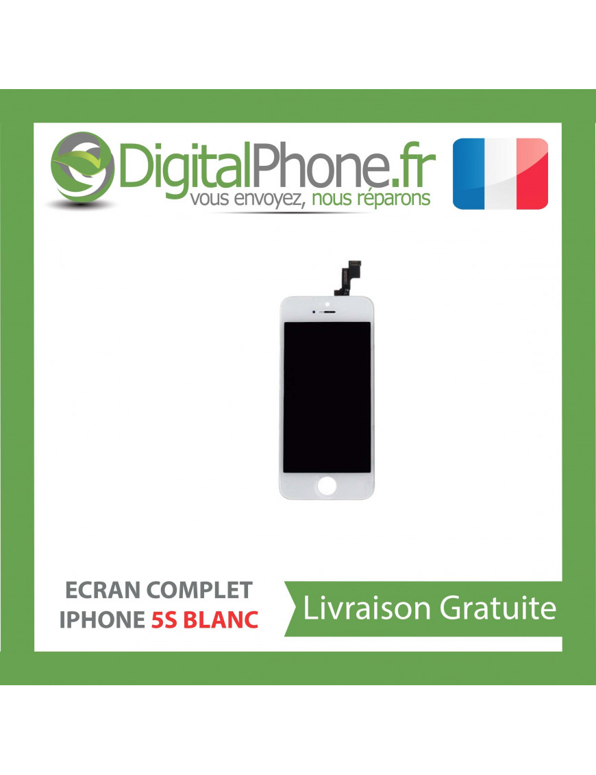 Ecran LCD + Vitre Tactile Montée sur Châssis iPhone 5S Blanc
